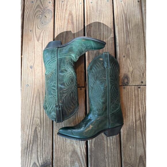 Vintage Code West Cowboys Boots Green Size 7.5 - Picture 3 of 8